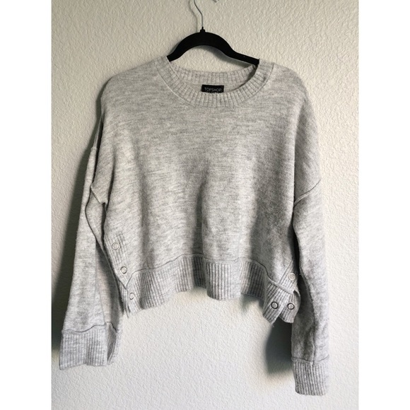 TOPSHOP GRAY SWEATER WITH BUTTON SIDES size 10 - Picture 1 of 4